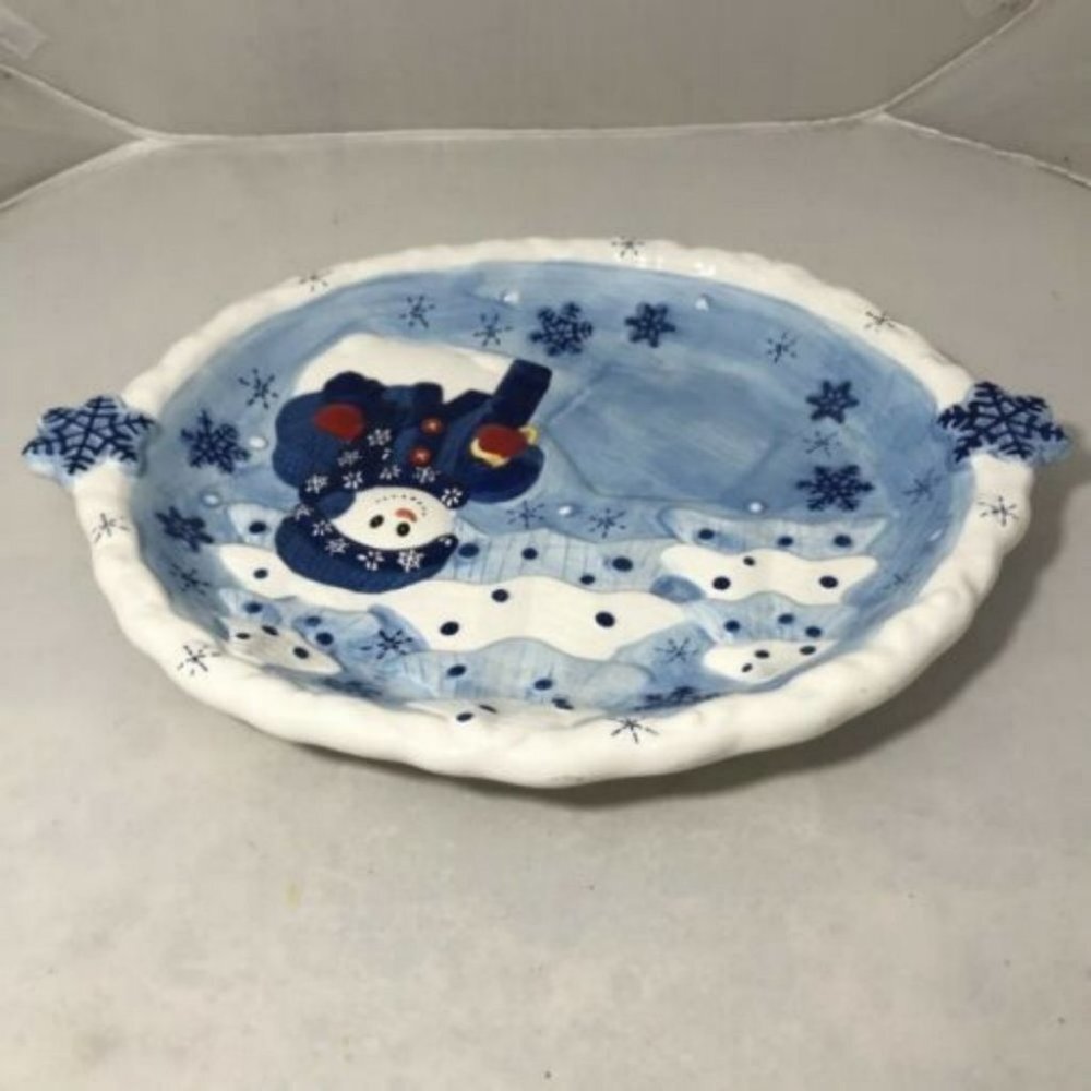 BICO China Snowman Ceramic Serving Platter Tray Christmas Holiday - Picture 3 of 10